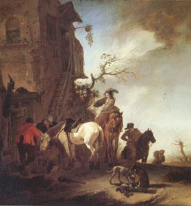 WOUWERMAN, Philips Hunters and Horsemen by the Roadside (mk05) oil painting image
